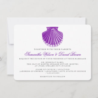 Beach Wedding Scallop Shell Paars Kaart