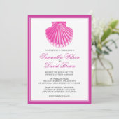 Beach Wedding  Scallop Shell Pink Kaart (Staand voorkant)