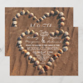 Beach Wedding Sea Shells Uitnodigingen voor de bru (Voorkant / Achterkant)