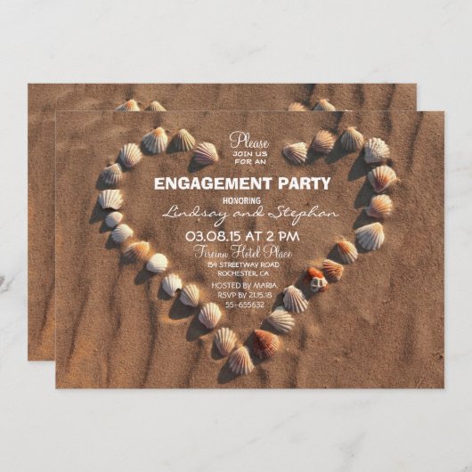 Beach Wedding Sea Shells verlovingsfeest Uitnodige Kaart (Voorkant / Achterkant)