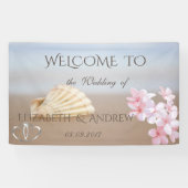 Beach Wedding, Seashell, Flower, Heart Wedding Ban Spandoek (Horizontaal)