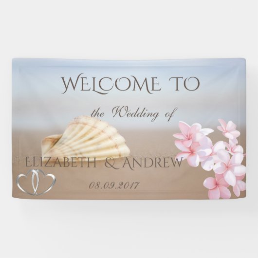 Beach Wedding, Seashell, Flower, Heart Wedding Ban Spandoek (Horizontaal)