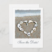 Beach Wedding Seashell Hart Save the Date Aankondigingskaart (Voorkant / Achterkant)