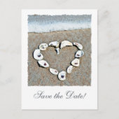 Beach Wedding Seashell Hart Save the Date Aankondigingskaart (Voorkant)