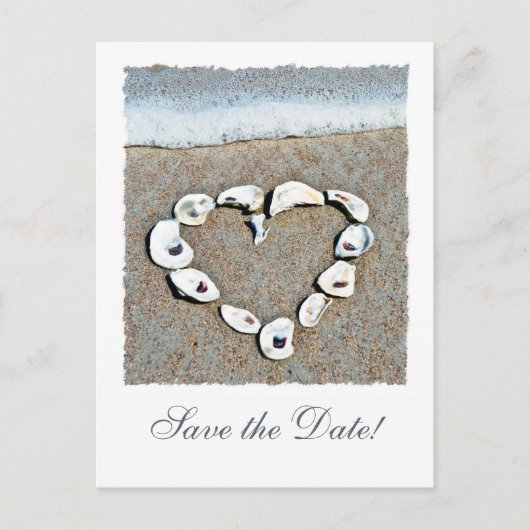 Beach Wedding Seashell Hart Save the Date Aankondigingskaart (Voorkant)