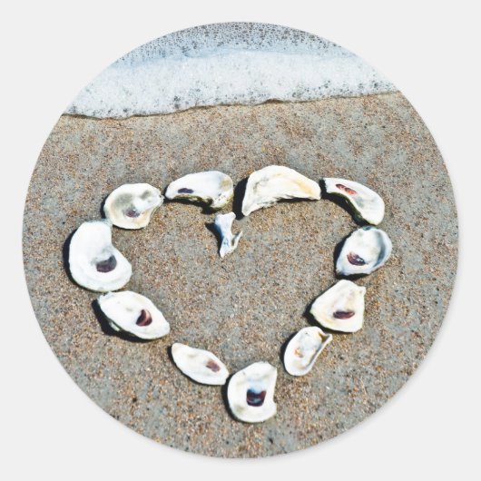 Beach Wedding Seashell Heart Onderzetters Ronde Sticker (Voorkant)