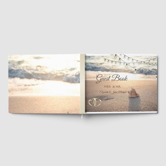 Beach Wedding, Seashell, Light Strings Gastenboek (Volledig)