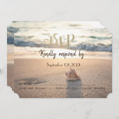 Beach Wedding, Seashell RSVP Kaart (Voorkant / Achterkant)