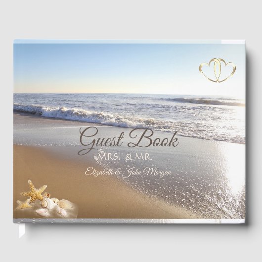 Beach Wedding Seashell String Lights Gastenboek (Voorkant)