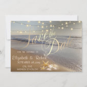 Beach Wedding Seashell String Lights SaveThe Date Save The Date (Voorkant)