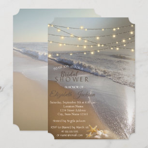 Beach Wedding Seashell String Lights Vrijgezellenf Kaart