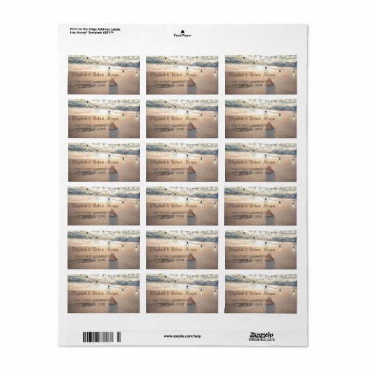 Beach Wedding Seashell, String Lights Wedding Labe Etiket (Full Sheet)