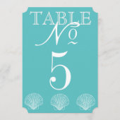 Beach Wedding Seashell Table Number Kaart (Voorkant)