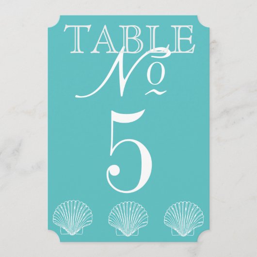 Beach Wedding Seashell Table Number Kaart (Voorkant)