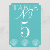 Beach Wedding Seashell Table Number Kaart (Achterkant)