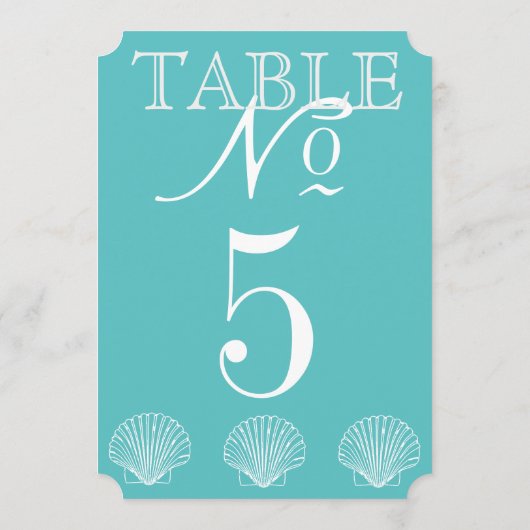 Beach Wedding Seashell Table Number Kaart (Achterkant)