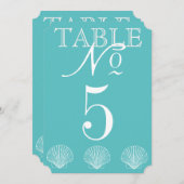 Beach Wedding Seashell Table Number Kaart (Voorkant / Achterkant)