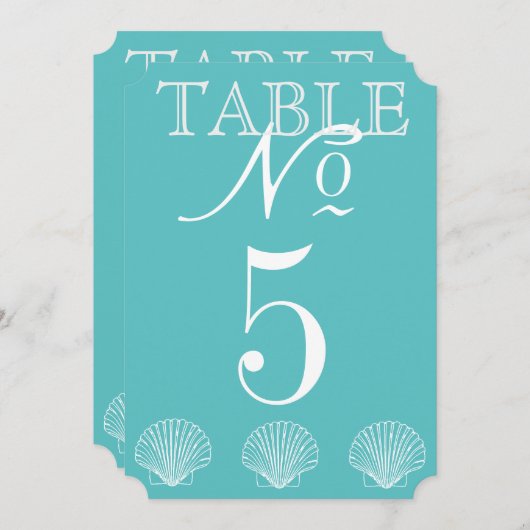 Beach Wedding Seashell Table Number Kaart (Voorkant / Achterkant)