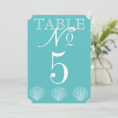 Beach Wedding Seashell Table Number Kaart (Staand voorkant)
