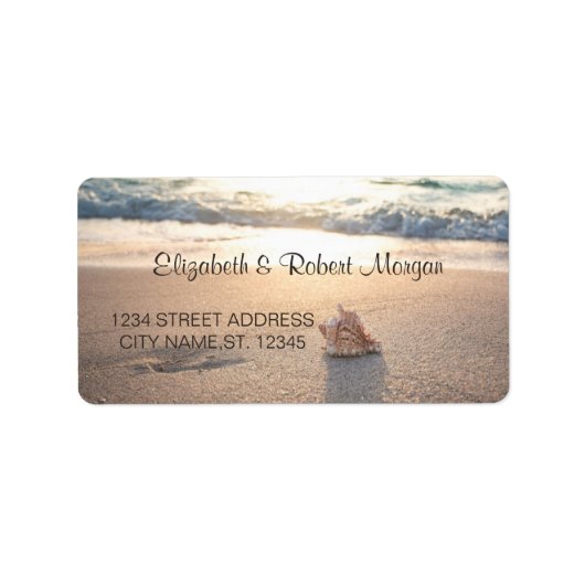 Beach Wedding Seashell Weddenschap Label (Voorkant)