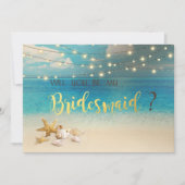 Beach Wedding Seashells Bridesmaid Kaart (Voorkant)