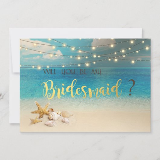 Beach Wedding Seashells Bridesmaid Kaart (Voorkant)