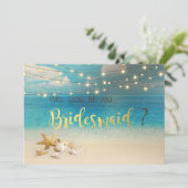 Beach Wedding Seashells Bridesmaid Kaart (Staand voorkant)