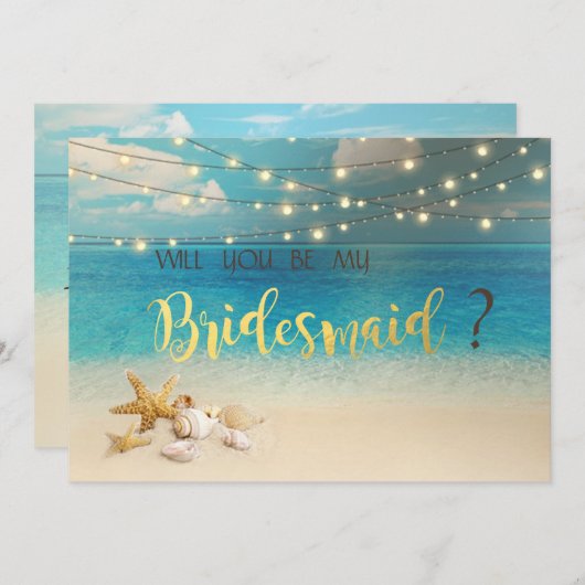 Beach Wedding Seashells Bridesmaid Kaart (Voorkant / Achterkant)