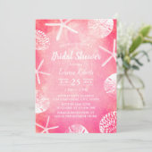 Beach Wedding Seashells Coral Pink Vrijgezellenfee Kaart (Staand voorkant)