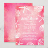 Beach Wedding Seashells Coral Pink Vrijgezellenfee Kaart (Voorkant / Achterkant)