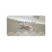 Beach Wedding Seashells, Lace Wedding Label (Voorkant)