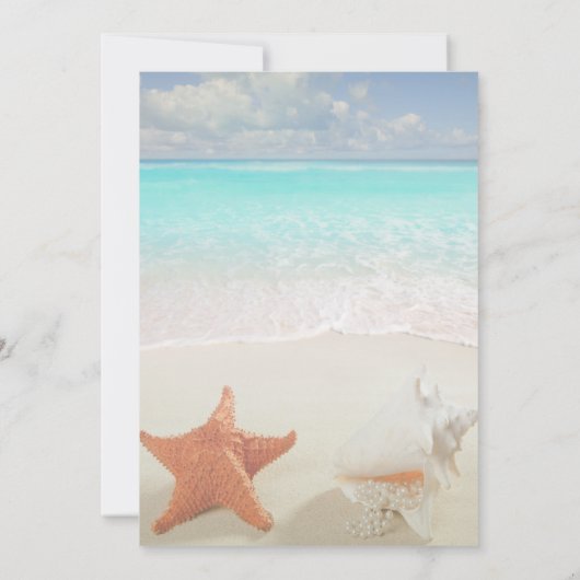 Beach Wedding Seashells lampjes sparen de datum Save The Date (Achterkant)