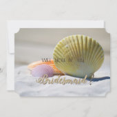 Beach Wedding, Seashells on Sand Bridesmaid Kaart (Voorkant)