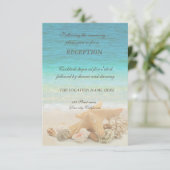 Beach Wedding Seashells Reception Kaart (Staand voorkant)