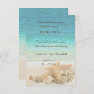 Beach Wedding Seashells Reception Kaart