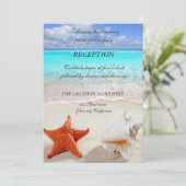 Beach Wedding Seashells Reception Kaart (Staand voorkant)