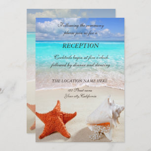 Beach Wedding Seashells Reception Kaart