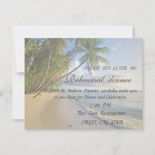 Beach Wedding Seashells Rehearsal Dinner Kaart (Voorkant)