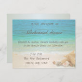 Beach Wedding Seashells Rehearsal Dinner Kaart (Voorkant / Achterkant)