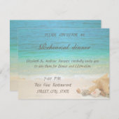 Beach Wedding Seashells Rehearsal Dinner Kaart (Voorkant / Achterkant)