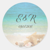 Beach Wedding Seashells Ronde Sticker (Voorkant)