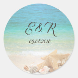 Beach Wedding Seashells Ronde Sticker