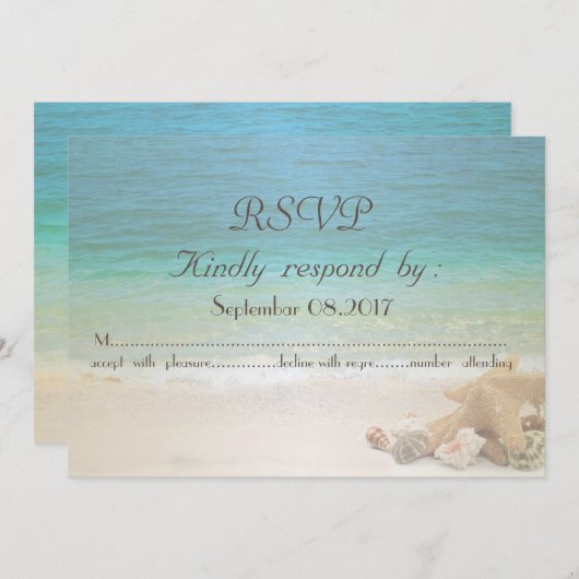 Beach Wedding Seashells RSVP Kaart (Voorkant / Achterkant)