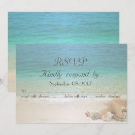 Beach Wedding Seashells RSVP Kaart