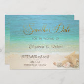 Beach Wedding Seashells Save the Date (Voorkant / Achterkant)
