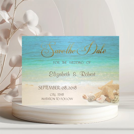 Beach Wedding Seashells Save the Date