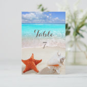 Beach Wedding Seashells Table Kaart (Staand voorkant)