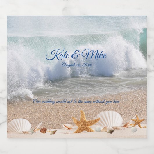 Beach Wedding Seashells Tropical Island Bier Etiket (Enkel label)