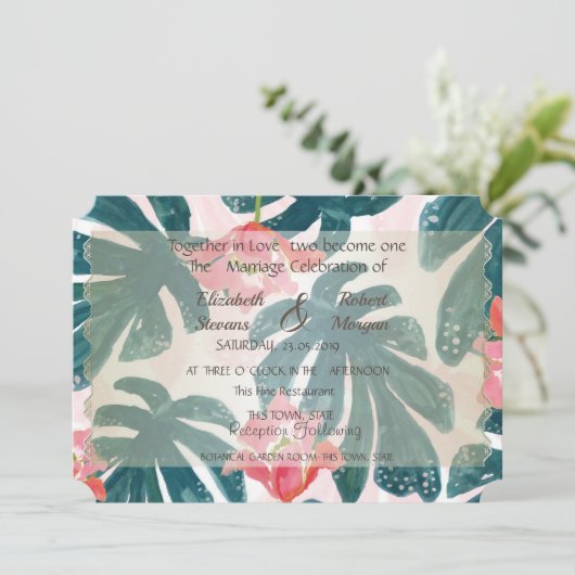 Beach Wedding Seashells Uitnodiging (Staand voorkant)