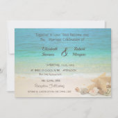 Beach Wedding Seashells Uitnodiging (Voorkant)